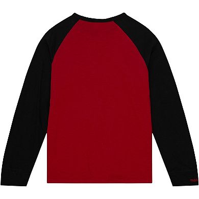 Men's Mitchell & Ness Scarlet Nebraska Huskers Legendary Slub Raglan Long Sleeve T-Shirt