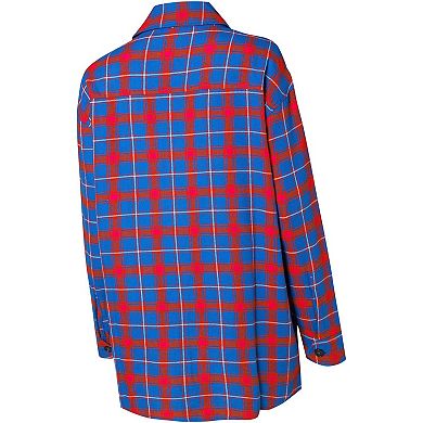 Women's College Concepts Royal/Red Philadelphia 76ers Boyfriend Button-Up Nightshirt