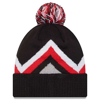 Men's New Era Black Chicago Bulls Zig Zag Cuffed Knit Hat with Pom