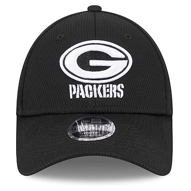 Youth New Era Black Green Bay Packers  Main B-Dub 9FORTY Adjustable Hat