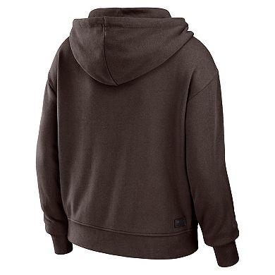 Women's WEAR by Erin Andrews Brown/White Cleveland Browns Color-Block Full-Zip Hoodie