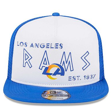 Men's New Era White/Royal Los Angeles Rams Banger 9FIFTY Trucker Snapback Hat