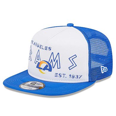 Men's New Era White/Royal Los Angeles Rams Banger 9FIFTY Trucker Snapback Hat