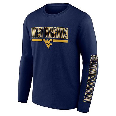 Men's Profile Navy West Virginia Mountaineers Big & Tall Two-Hit Graphic Long Sleeve T-Shirt