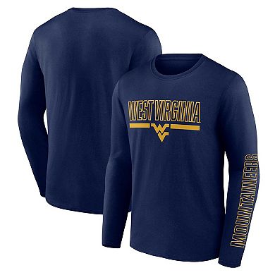 Men's Profile Navy West Virginia Mountaineers Big & Tall Two-Hit Graphic Long Sleeve T-Shirt