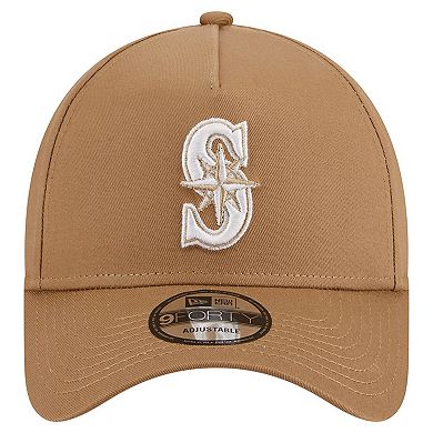 Men's New Era Khaki Seattle Mariners A-Frame 9FORTY Adjustable Hat