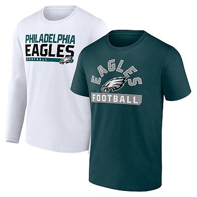 Men's Fanatics Branded Midnight Green/White Philadelphia Eagles Two-Pack 2023 Schedule T-Shirt Combo Set