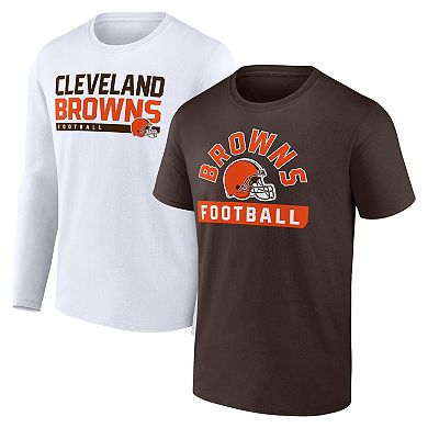 Men's Fanatics Branded Brown/White Cleveland Browns Two-Pack 2023 Schedule T-Shirt Combo Set