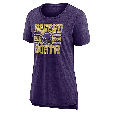 Women's Fanatics Branded  Heather Purple Minnesota Vikings Our Pastime Tri-Blend T-Shirt