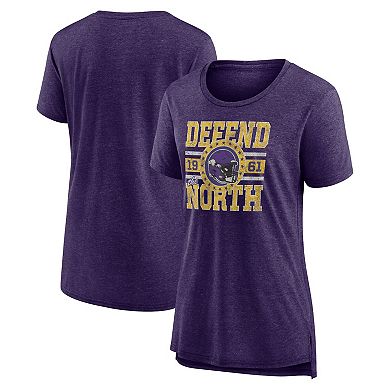 Women's Fanatics Branded  Heather Purple Minnesota Vikings Our Pastime Tri-Blend T-Shirt