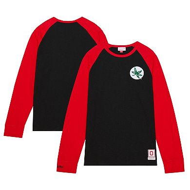 Men's Mitchell & Ness Black Ohio State Buckeyes Legendary Slub Raglan Long Sleeve T-Shirt