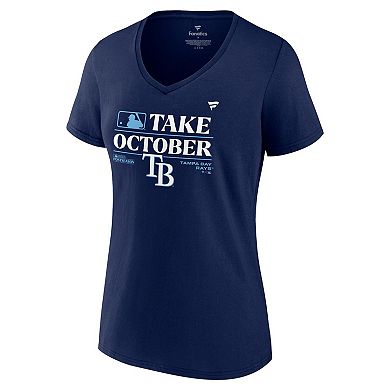 Women's Fanatics Branded  Navy Tampa Bay Rays 2023 Postseason Locker Room V-Neck T-Shirt