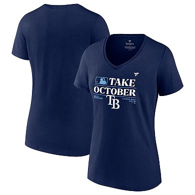 Women's Fanatics Branded  Navy Tampa Bay Rays 2023 Postseason Locker Room V-Neck T-Shirt