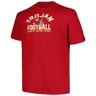Men's Champion Cardinal USC Trojans Big & Tall Football Helmet T-Shirt