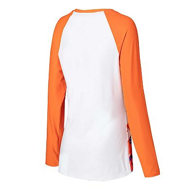 Women's Concepts Sport Orange Clemson Tigers Tinsel Ugly Sweater Long Sleeve T-Shirt & Pants Sleep Set
