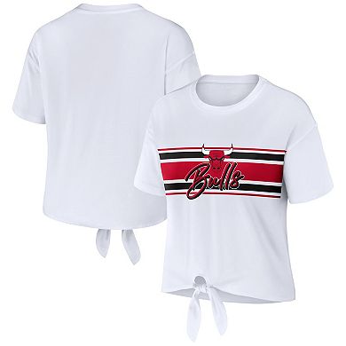 Women's WEAR by Erin Andrews White Chicago Bulls Tie-Front T-Shirt