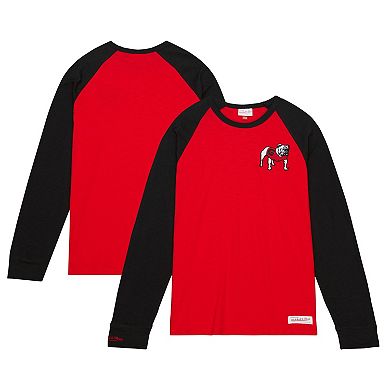 Men's Mitchell & Ness Red Georgia Bulldogs Legendary Slub Raglan Long Sleeve T-Shirt