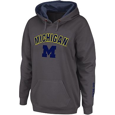 Women's Colosseum Charcoal Michigan Wolverines Arch & Logo Pullover Hoodie