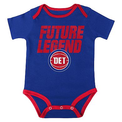 Infant Blue/Red/Gray Detroit Pistons Bank Shot Bodysuit, Hoodie T-Shirt & Shorts Set