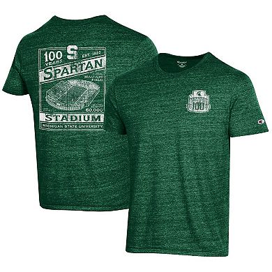 Men's Champion  Green Michigan State Spartans 100th Anniversary Spartan Stadium T-Shirt
