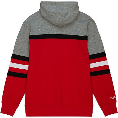 Men's Mitchell & Ness Red Wisconsin Badgers Head Coach Pullover Hoodie