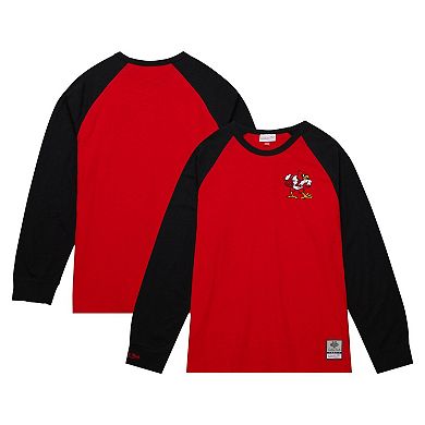 Men's Mitchell & Ness Red Louisville Cardinals Legendary Slub Raglan Long Sleeve T-Shirt