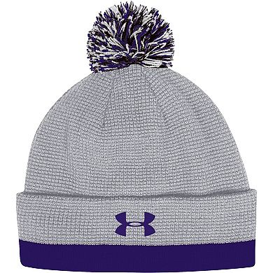 Men's Under Armour Gray Northwestern Wildcats 2023 Sideline Performance Cuffed Knit Hat with Pom