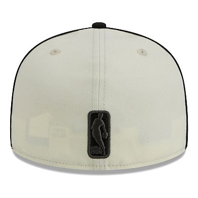 Men's New Era Cream/Black Brooklyn Nets Piping 2-Tone 59FIFTY Fitted Hat