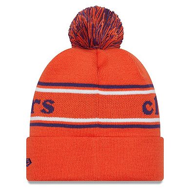 Men's New Era Orange Clemson Tigers Marquee Cuffed Knit Hat with Pom