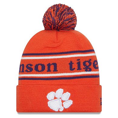 Men's New Era Orange Clemson Tigers Marquee Cuffed Knit Hat with Pom