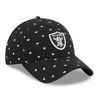 Girls Toddler Black Las Vegas Raiders Hearts 9TWENTY Adjustable Hat