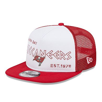 Men's New Era White/Red Tampa Bay Buccaneers Banger 9FIFTY Trucker Snapback Hat