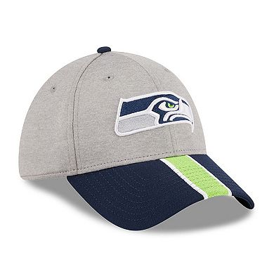 Men's New Era Heather Gray/College Navy Seattle Seahawks Striped 39THIRTY Flex Hat