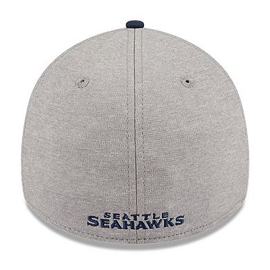 Men's New Era Heather Gray/College Navy Seattle Seahawks Striped 39THIRTY Flex Hat