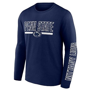 Men's Profile Navy Penn State Nittany Lions Big & Tall Two-Hit Graphic Long Sleeve T-Shirt