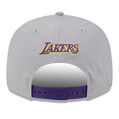 Men's New Era Gray Los Angeles Lakers Chenille Band 9FIFTY Snapback Hat