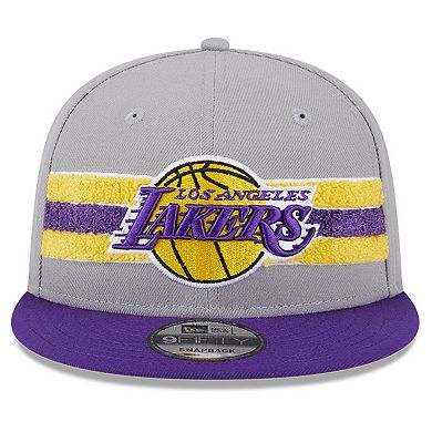 Men's New Era Gray Los Angeles Lakers Chenille Band 9FIFTY Snapback Hat