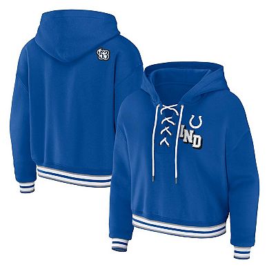 Women's WEAR by Erin Andrews Royal Indianapolis Colts Plus Size Lace-Up Pullover Hoodie