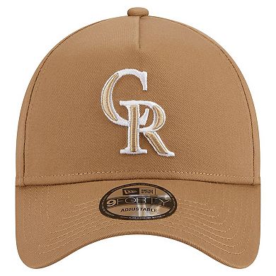 Men's New Era Khaki Colorado Rockies A-Frame 9FORTY Adjustable Hat