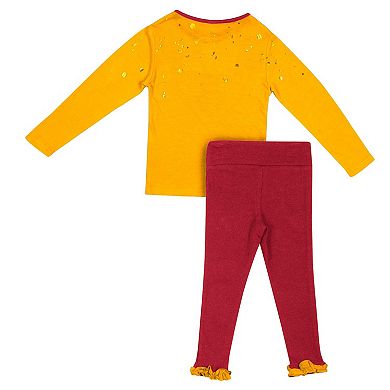 Girls Toddler Colosseum Gold/Cardinal Iowa State Cyclones Onstage Long Sleeve T-Shirt & Leggings Set