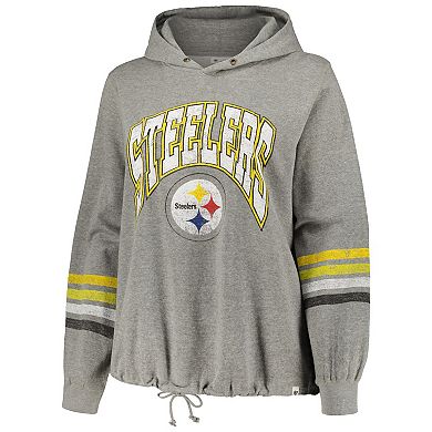 Women's '47 Heather Gray Pittsburgh Steelers Plus Size Upland Bennett Pullover Hoodie