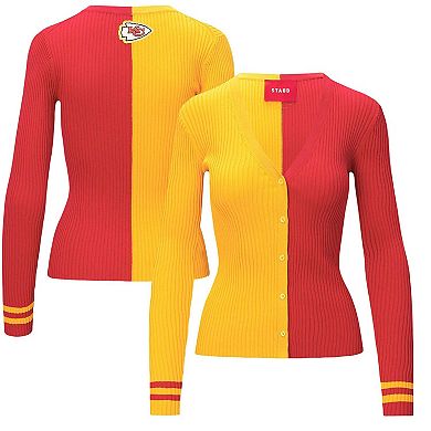 Women's Gold/Red Kansas City Chiefs Cargo Sweater