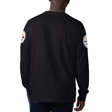 Men's Starter Black Pittsburgh Steelers Clutch Hit Long Sleeve T-Shirt