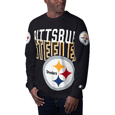 Men's Starter Black Pittsburgh Steelers Clutch Hit Long Sleeve T-Shirt