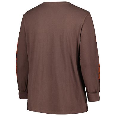 Women's '47 Brown Cleveland Browns Plus Size Honey Cat SOA Long Sleeve T-Shirt