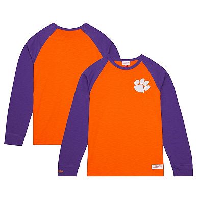 Men's Mitchell & Ness Orange Clemson Tigers Legendary Slub Raglan Long Sleeve T-Shirt