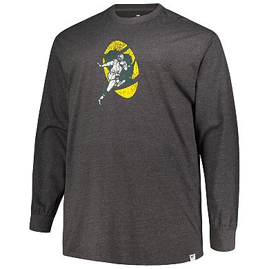 Men's Profile  Heather Charcoal Green Bay Packers Big & Tall Throwback Long Sleeve T-Shirt