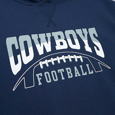 Men's Mitchell & Ness Navy Dallas Cowboys Pre-Game Short Sleeve Pullover Hoodie