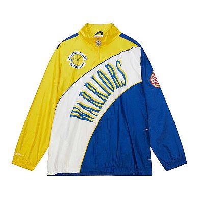 Men's Mitchell & Ness  White Golden State Warriors Hardwood Classics Arched Retro Lined Full-Zip Windbreaker Jacket