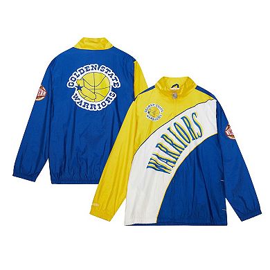 Men's Mitchell & Ness  White Golden State Warriors Hardwood Classics Arched Retro Lined Full-Zip Windbreaker Jacket